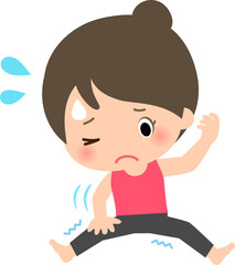 ストレッチをしている体が硬い女性