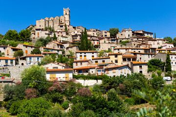 Fototapeta na wymiar View of beautiful village of Eus in Pyrenees-Orientales in France, Languedoc-Roussillon