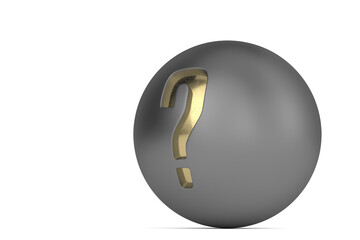 Question mark ball isolated on white background. 3D rendering. 3D illustration.