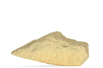 Gold stone isolated on white background. 3D rendering. 3D illustration.