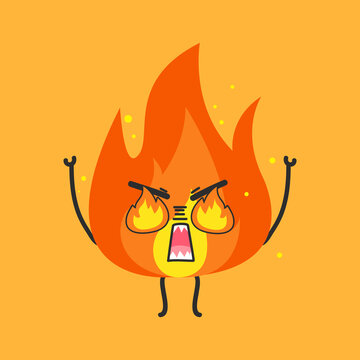 angry fire cartoon character vector