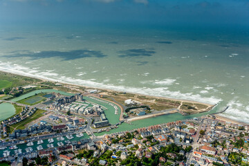 Aerial view of Juno Beach, Anglo Canadian landing beach in Normandy. France - obrazy, fototapety, plakaty