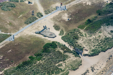 Aerial view of Juno Beach, Anglo Canadian landing beach in Normandy. France