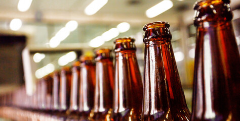 Beer bottle in conveyor belt