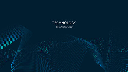 Digital technology flow wave background. dots line motion particles lines of vector illustration. Cyberspaces technology light glowing futuristic concept.