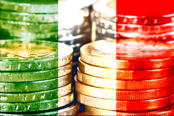Flagge von Italien, Wirtschaft und Euro Geld
