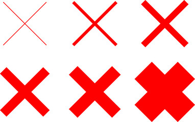 Obraz premium 線の太さのバリエーションがある赤いバツマーク ベクターイラスト