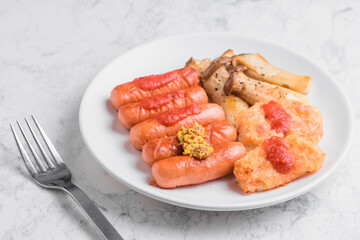 ウインナーソーセージとエリンギ炒め