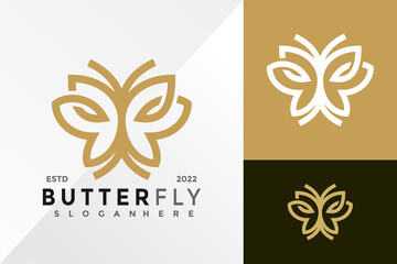Beauty Butterfly Line Logo Design Vector illustration template