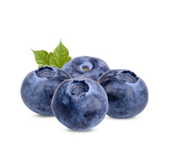 Fresh blueberry with leaves isolated on white background