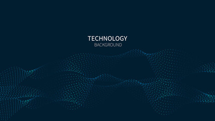 Digital technology flow wave background. dots line motion particles lines of vector illustration. Cyberspaces technology light glowing futuristic concept.
