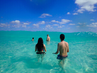 parent and child, big wave