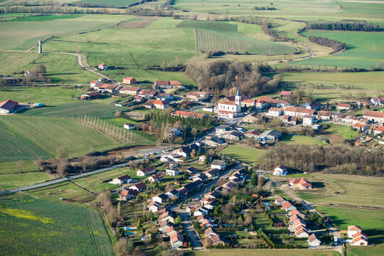 Aerial Village de M&eacute;nil la Tour Lorraine France