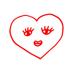 heart hand drawn doodle. vector, minimalism, icon, sticker, decor. love, valentine day, red.