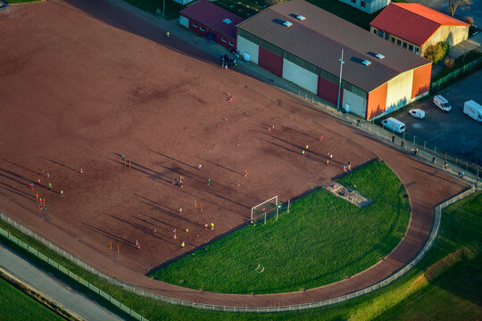 Aerial Football and Track Field Butte de Sion Lorraine France