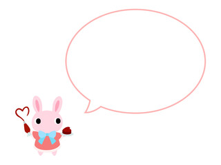 バレンタインのウサギ　吹き出し付