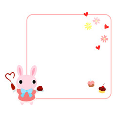 バレンタインのウサギ　フレーム＋装飾付