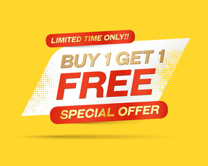 Buy one get one free sale banner