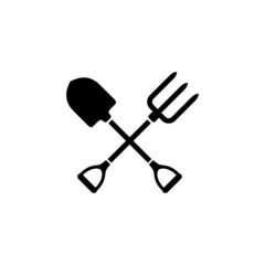 Shovel and farming fork icon vector
