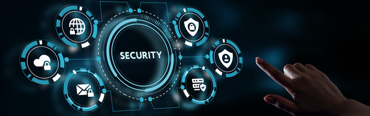 Cyber security data protection business technology privacy concept. Young businessman  select the...