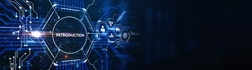Business, Technology, Internet and network concept.  virtual screen of the future and sees the inscription: Introduction. 3d illustration
