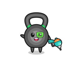 kettlebell cartoon as future warrior mascot
