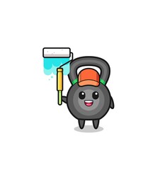 the kettlebell painter mascot with a paint roller