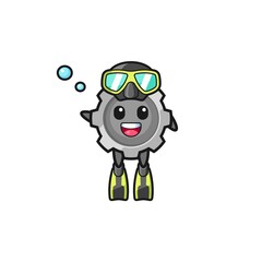 Fototapeta premium the gear diver cartoon character