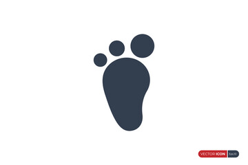 Simple Footprint Icon isolated on White Background. Flat Vector Icon Design Template Element