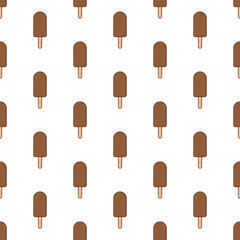 Chocolate Ice Cream Seamless Pattern On A White Background. Ice Cream Theme Vector Illustration
