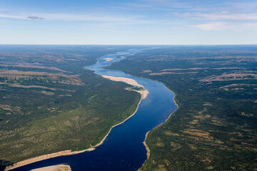 River Koksoak Winding Through Landscape of Nunavik Quebec Canada