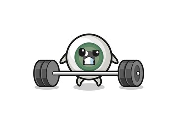 Fototapeta na wymiar cartoon of eyeball lifting a barbell