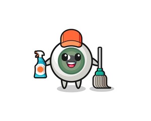 cute eyeball character as cleaning services mascot