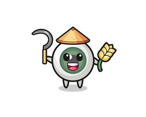 eyeball Asian farmer holding paddy