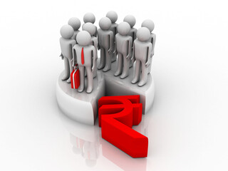 3d illustration Business Network with rupee sign