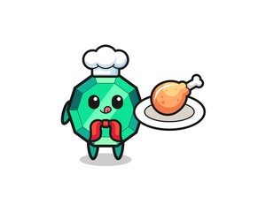 emerald gemstone fried chicken chef cartoon character
