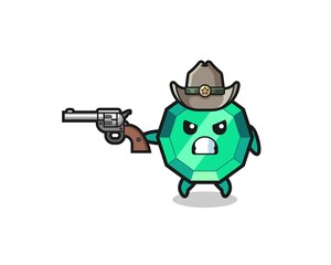 the emerald gemstone cowboy shooting with a gun
