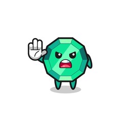 emerald gemstone character doing stop gesture