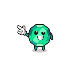 emerald gemstone mascot pointing top left
