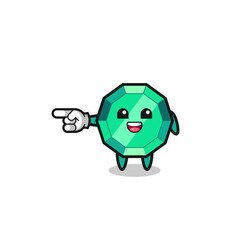 emerald gemstone cartoon with pointing left gesture