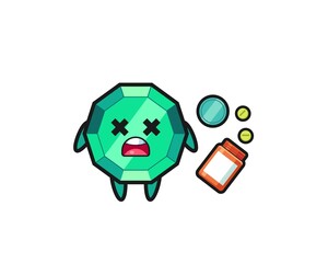 illustration of overdose emerald gemstone character