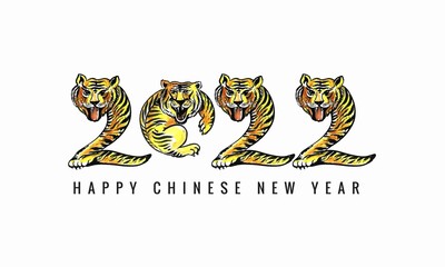 Elegant chinese new year 2022 symbol with a tiger face card design