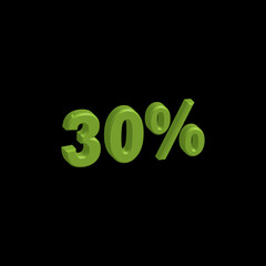 illustration of 3D rendering Number for Discount from a font set with the background.