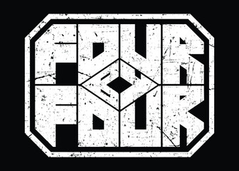 4x4 logo. Four By Four emblem- Digital Distressed Typography Illustration. © leavector