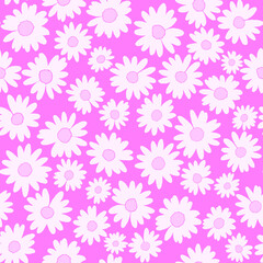 Cute Daisy flower seamless pattern. Vector illustration flat design background. 