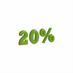 illustration of 3D rendering Number for Discount from a font set with the background.