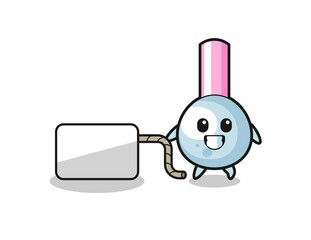 cotton bud cartoon is pulling a banner