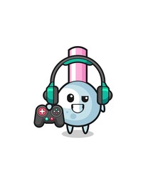 cotton bud gamer mascot holding a game controller