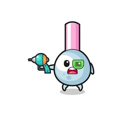 cute cotton bud holding a future gun
