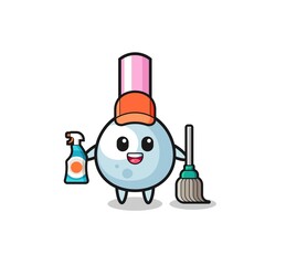 Obraz na płótnie Canvas cute cotton bud character as cleaning services mascot